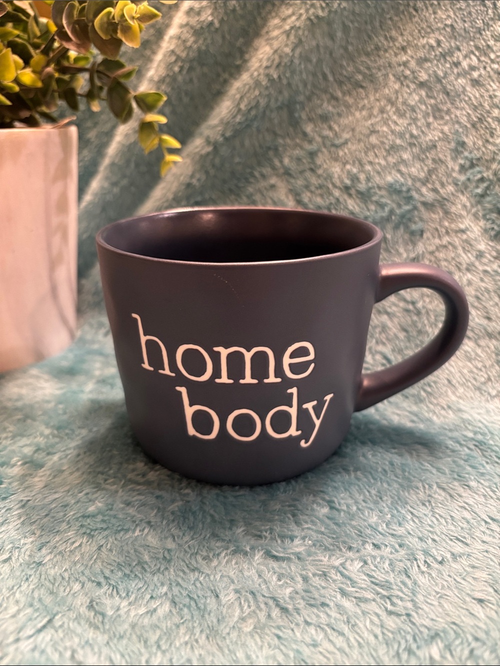 Home Body Matte Midnight Blue Stoneware Ceramic Coffee Mug NWT 16oz